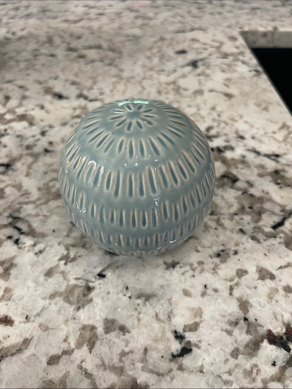 Source Unknown Glossy Seafoam Blue Ceramic Decorative Sphere